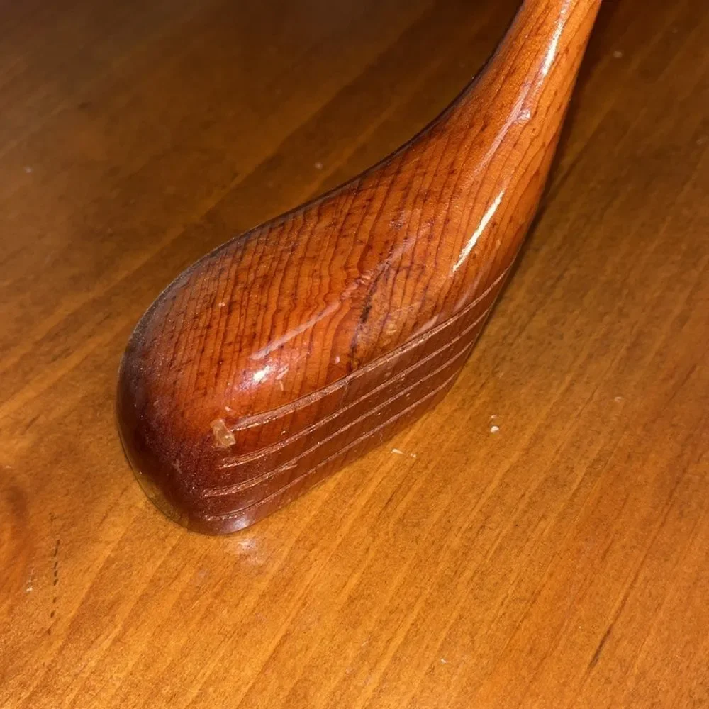 𝅺vintage Wooded Wood Carved Golf Club Wine Bottle Balanced Holder